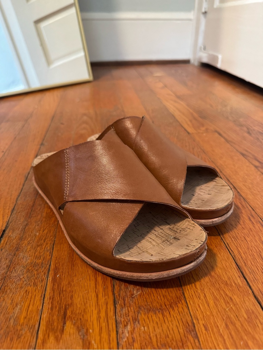 Kork-Ease Tutsi Crossband Leather Slide Sandals